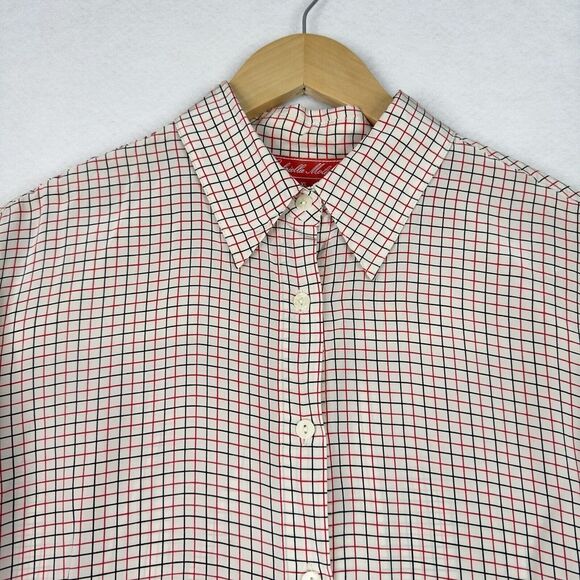 Gabriella Molinari Shirt Blouse 100% Silk Long Sleeve White Red Black Plaid - Picture 3 of 14